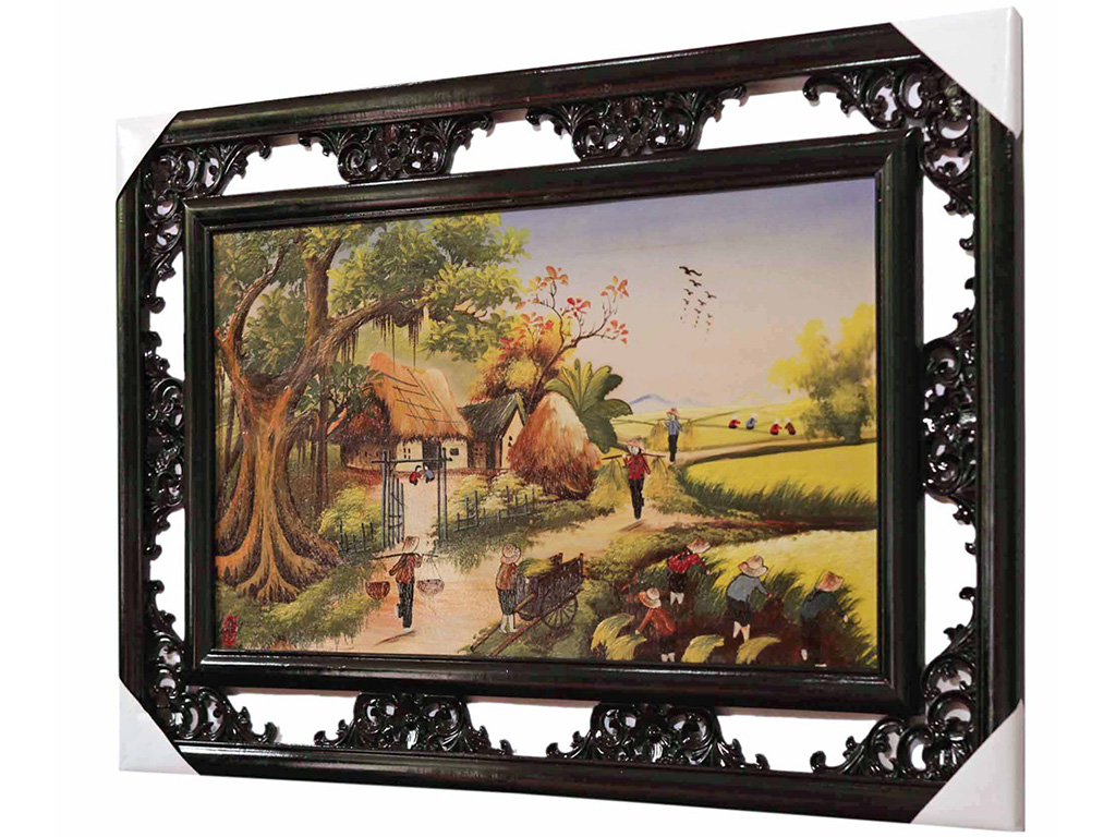 Tranh sứ Bát Tràng đồng quê 100x60cm trang trí nhà đẹp