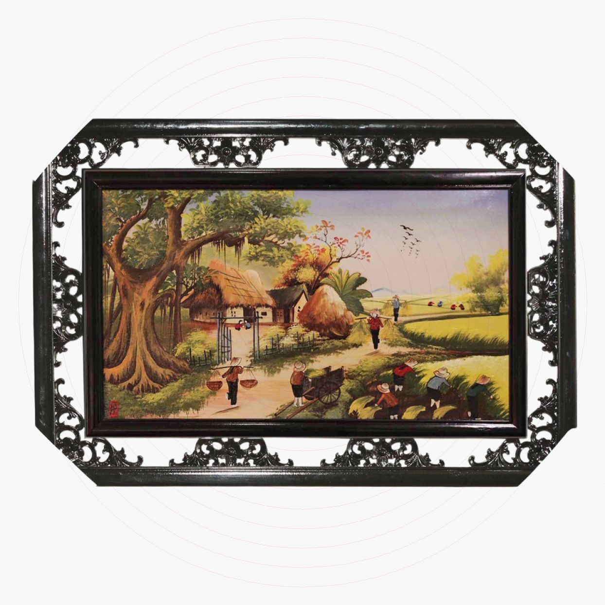 Tranh sứ Bát Tràng đồng quê 100x60cm trang trí nhà đẹp 