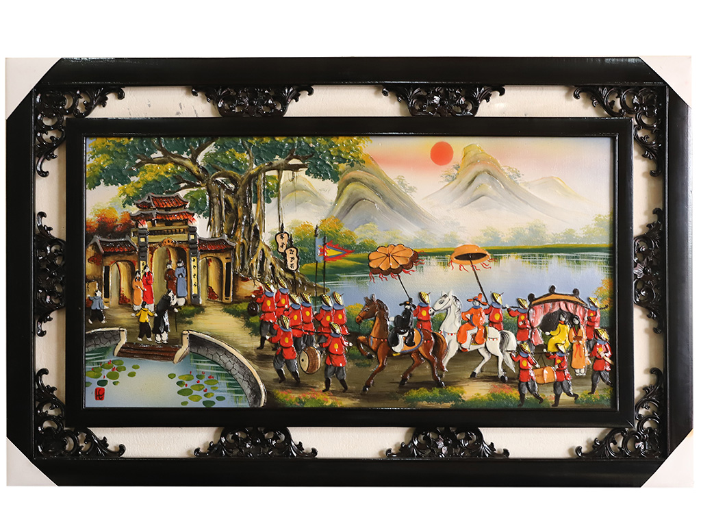 Tranh sứ Bát Tràng Vinh Quy Bái Tổdecor phòng kháchquà tặng ý nghĩa