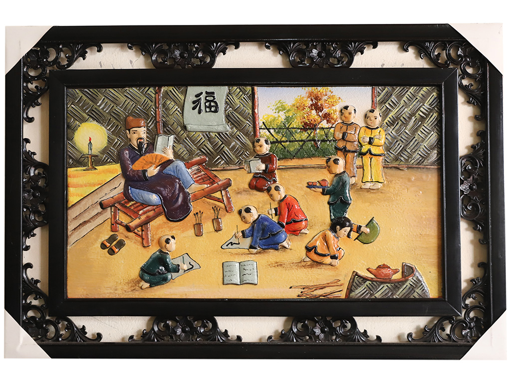 Tranh sứ Bát Tràng thầy đồ dạy học quà tặng ý nghĩa 95x55cm 