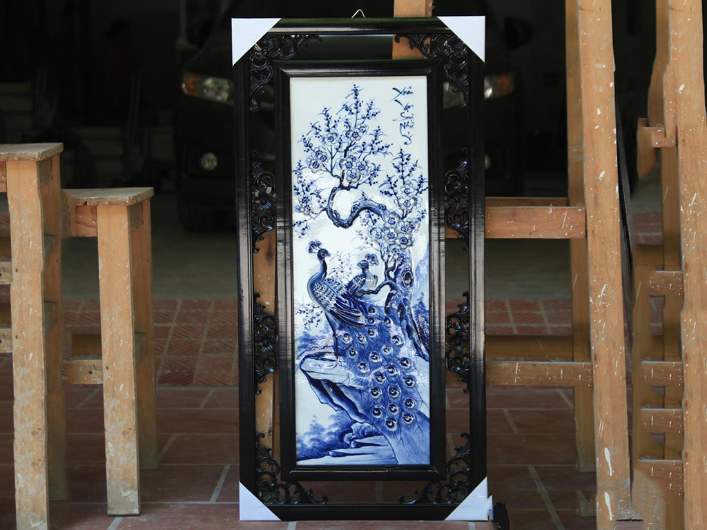 Tranh tứ quý Tùng Cúc Trúc Mai đắp nổi Bát Tràng đẹp sang