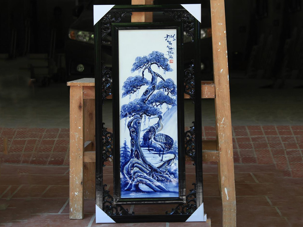 Tranh tứ quý Tùng Cúc Trúc Mai đắp nổi Bát Tràng đẹp sang