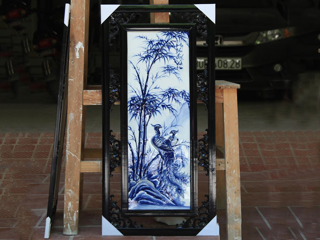 Tranh tứ quý Tùng Cúc Trúc Mai đắp nổi Bát Tràng đẹp sang