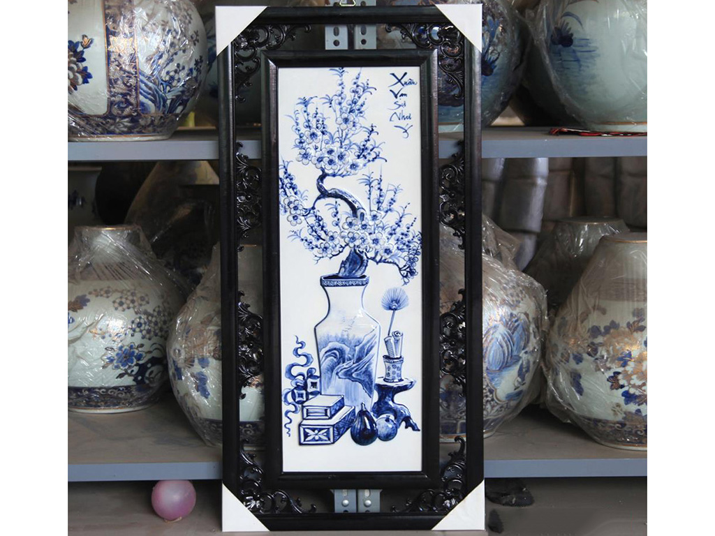 Tranh tứ quý men lam 50x100cm đắp nổi sang trọng, quà tặng ý nghĩa Tranh tứ quý men lam 50x100cm đắp nổi sang trọng, quà tặng ý nghĩa