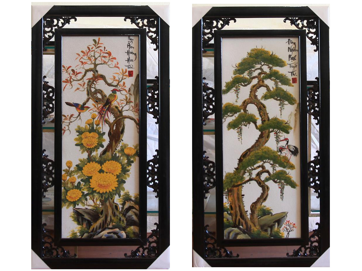 Tranh gốm Bát Tràng Tứ Quý Tùng Cúc Trúc Đào đẹp bền 100x50cm Tranh gốm Bát Tràng Tứ Quý Tùng Cúc Trúc Đào đẹp bền 100x50cm