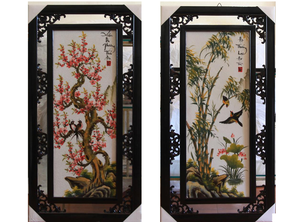 Tranh gốm Bát Tràng Tứ Quý Tùng Cúc Trúc Đào đẹp bền 100x50cm Tranh gốm Bát Tràng Tứ Quý Tùng Cúc Trúc Đào đẹp bền 100x50cm