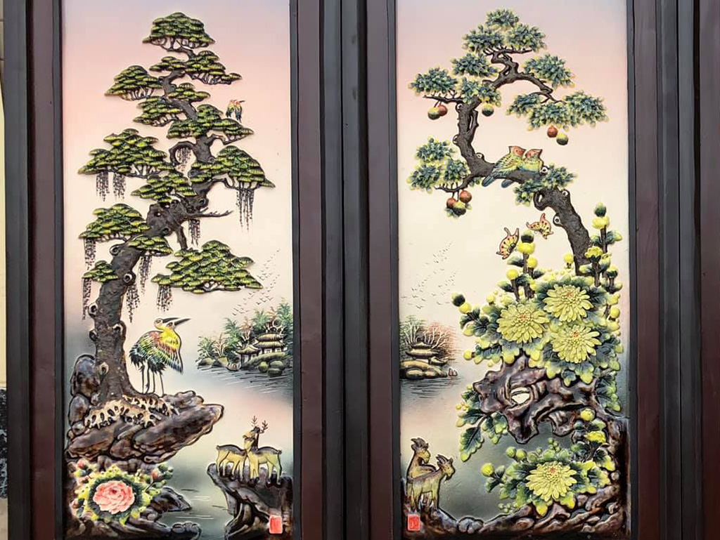 Tranh tứ quý men nổi S2 đứng 90x43cm sang trọng quà tặng ý nghĩa Tranh tứ quý men nổi S2 đứng 90x43cm sang trọng quà tặng ý nghĩa