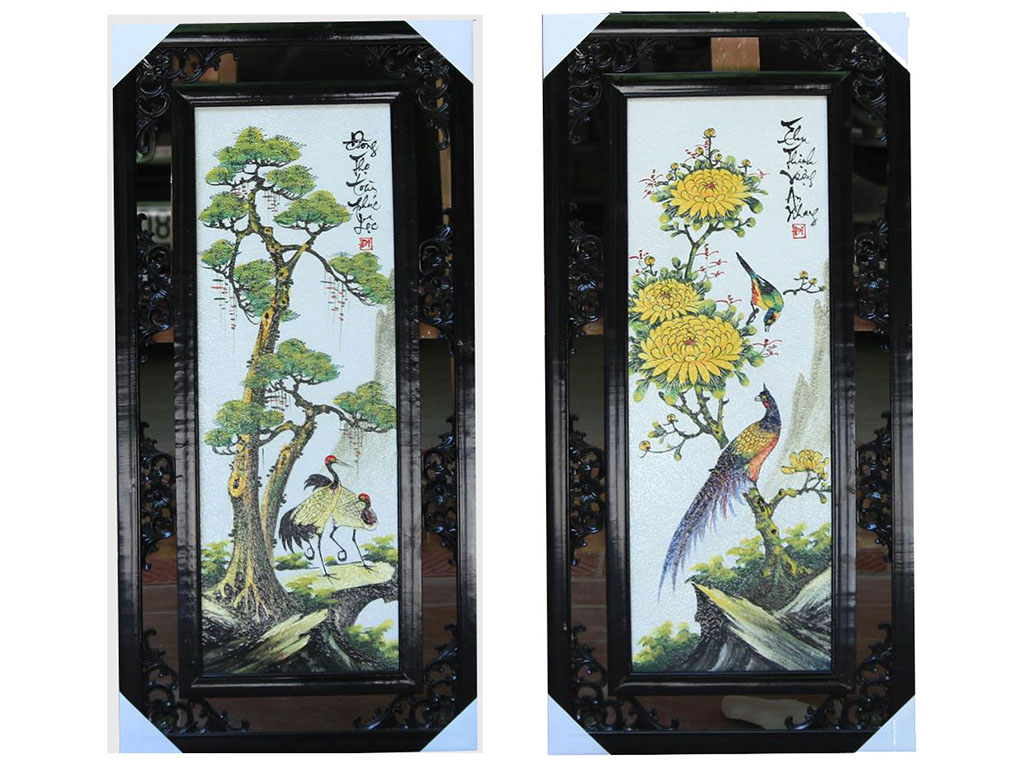 Tranh tứ quý Bát Tràng 87x43cm vẽ tay chim quý phong thủy Tranh tứ quý Bát Tràng 87x43cm vẽ tay chim quý phong thủy