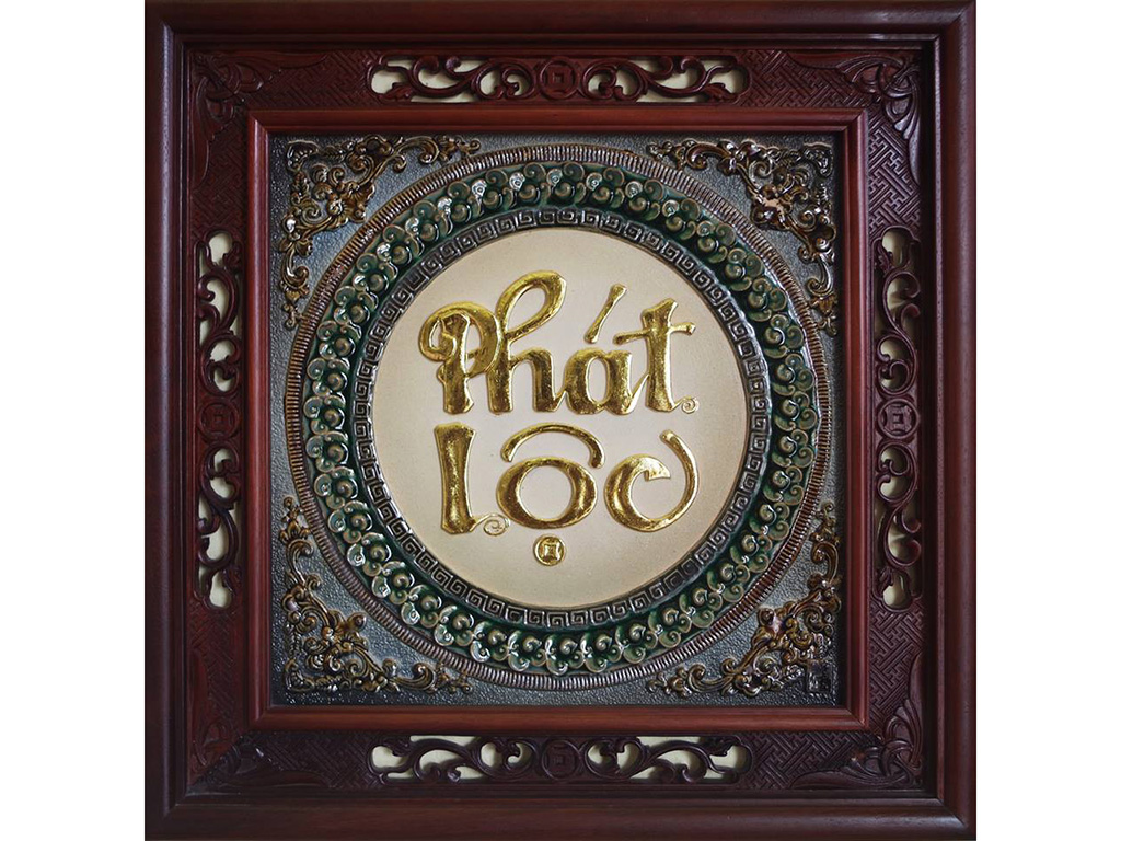 Tranh chữ sứ Phát Lộc dát vàng cao cấp sang trọng decor tặng quà Tranh chữ sứ Phát Lộc dát vàng cao cấp sang trọng decor tặng quà