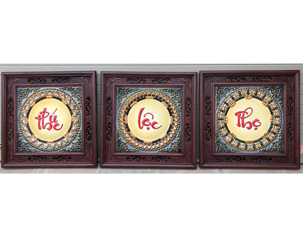 Tranh chữ sứ Phúc Lộc Thọ gỗ gụ 50x50 cm trang trí ý nghĩa Tranh chữ sứ Phúc Lộc Thọ gỗ gụ 50x50 cm trang trí ý nghĩa