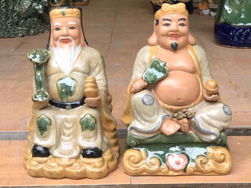 Tượng sứ Thần Tài Thổ Địa mạ vàng 30cm hút tài lộc may mắn Tượng sứ Thần Tài Thổ Địa mạ vàng 30cm hút tài lộc may mắn