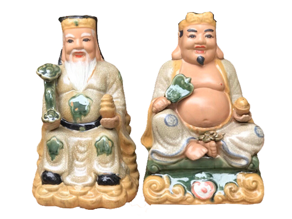 Tượng sứ Thần Tài Thổ Địa mạ vàng 30cm hút tài lộc may mắn 