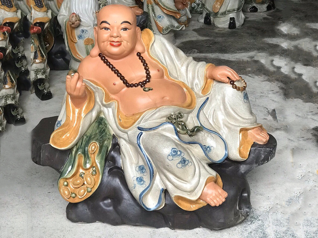 Tượng sứ Di Lặc Bát Tràng ngồi bệ đá men rạn 60x70cm đẹp phong thủy Tượng sứ Di Lặc Bát Tràng ngồi bệ đá men rạn 60x70cm đẹp phong thủy