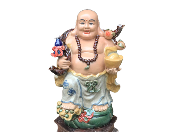 Tượng sứ Di Lặc men rạn phong thuỷ cao 52cm quà tặng may mắn 