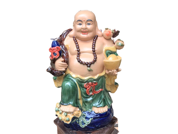 Tượng sứ Di Lặc Bát Tràng cao 52cm men màu bền đẹp tặng may mắn 