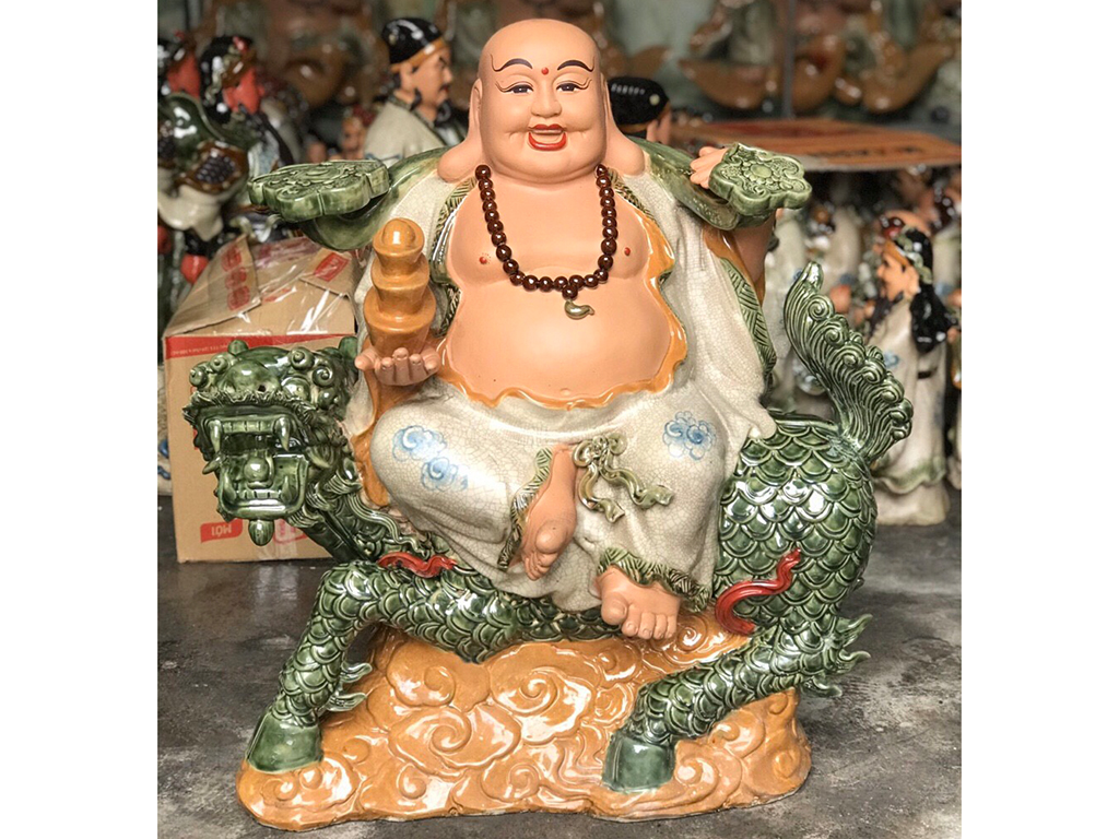 Tượng Di Lặc Kỳ Lân xanh ngọc cao 70cm phong thủy tốt lành may mắn Tượng Di Lặc Kỳ Lân xanh ngọc cao 70cm phong thủy tốt lành may mắn