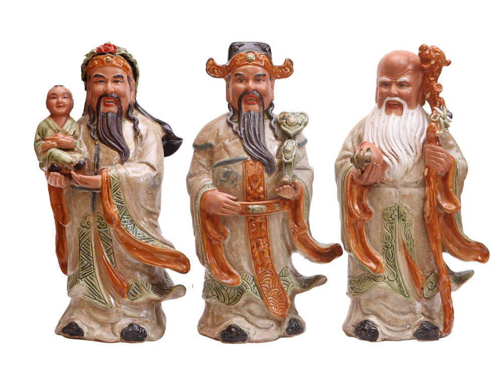 Tượng sứ Phúc Lộc Thọ men rạn cổ 40cm – Phong thủy đón tài lộc Tượng sứ Phúc Lộc Thọ men rạn cổ 40cm – Phong thủy đón tài lộc