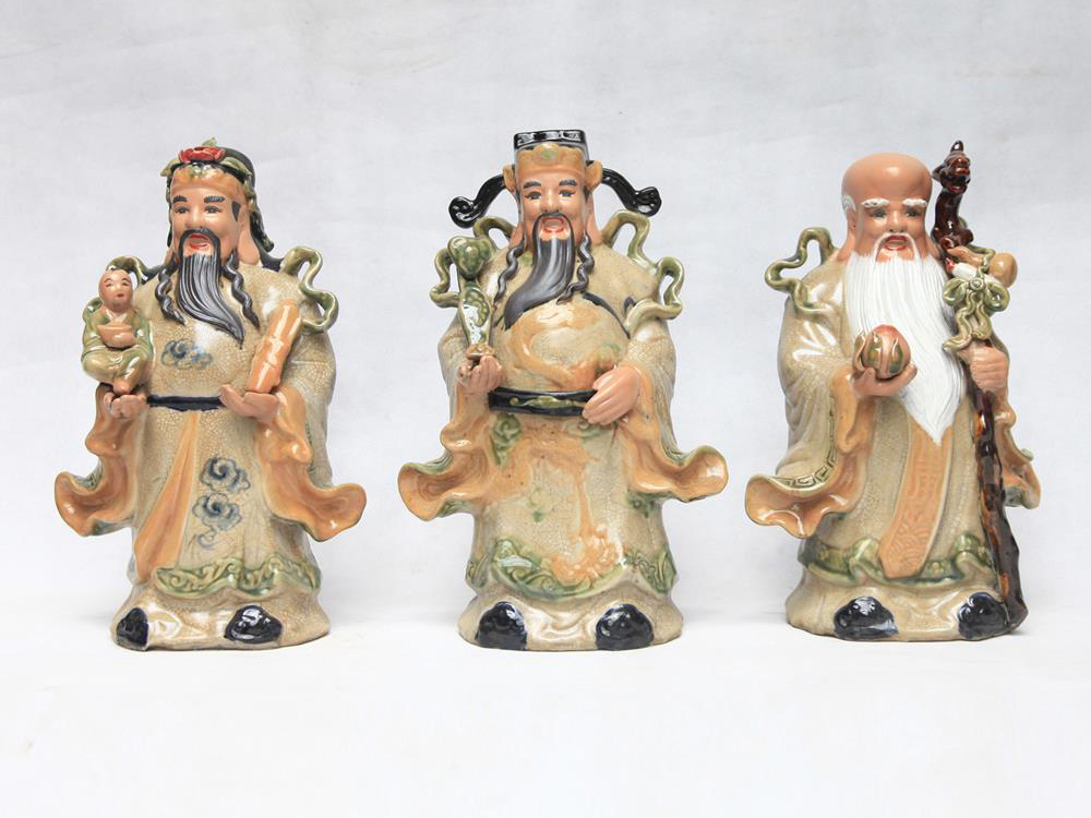 Tượng sứ Phúc Lộc Thọ men rạn 40cm phong thủy đẹp bền giá tốt Tượng sứ Phúc Lộc Thọ men rạn 40cm phong thủy đẹp bền giá tốt