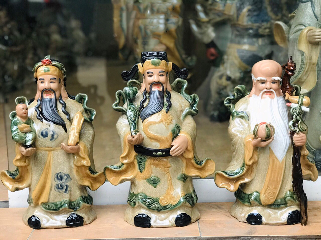 Tượng sứ Phúc Lộc Thọ men rạn 50cm trang trí nhà sang trọng Tượng sứ Phúc Lộc Thọ men rạn 50cm trang trí nhà sang trọng