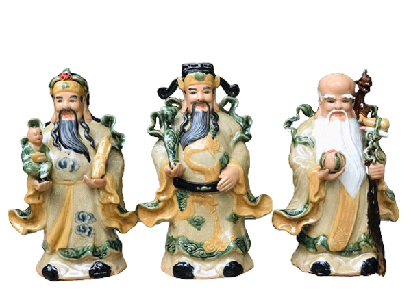 Tượng sứ Phúc Lộc Thọ men rạn 50cm trang trí nhà sang trọng 