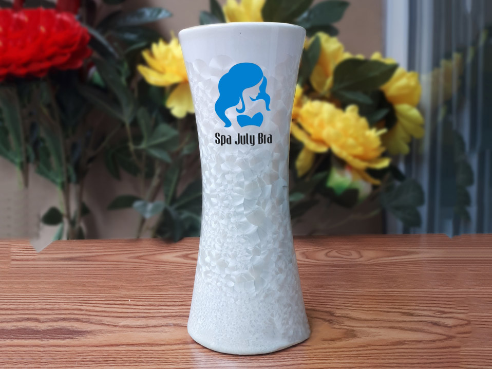Lọ hoa men kết tinh Bát Tràng dáng cúp in logo quà tặng sứ đẹp Lọ hoa men kết tinh Bát Tràng dáng cúp in logo quà tặng sứ đẹp