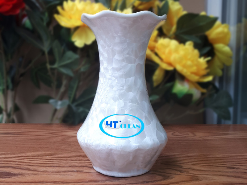 Lọ hoa men kết tinh Bát Tràng in logo tỏi dẹt S2 đẹp sang 