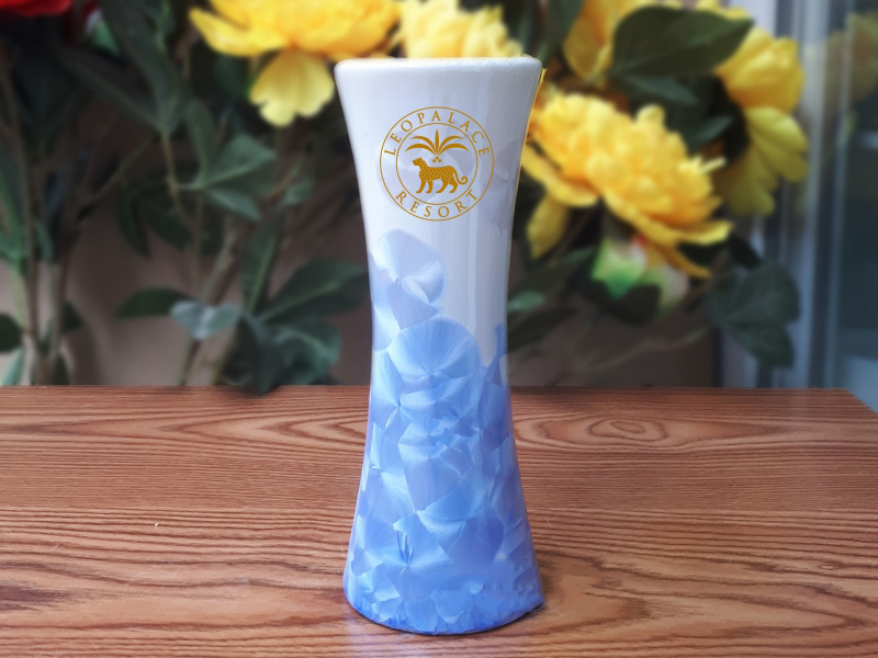 Lọ hoa men kết tinh phong cách ly in logo Bát Tràng đẹp