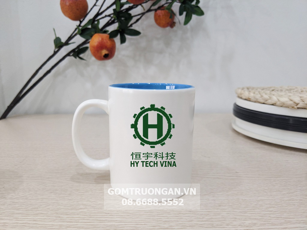 Cốc sứ men mát in logo HENGYU đẹp bền cao cấp quà tặng 