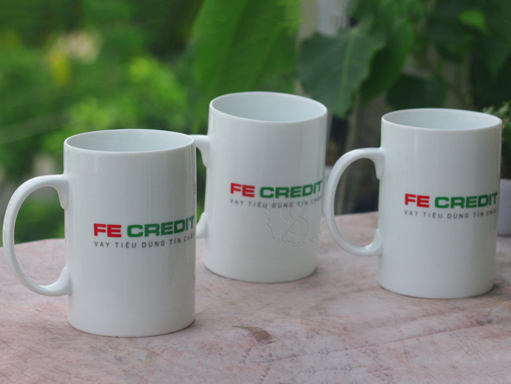 Ly sứ men trắng trụ cao 450ml bền đẹp quà tặng Bát Tràng