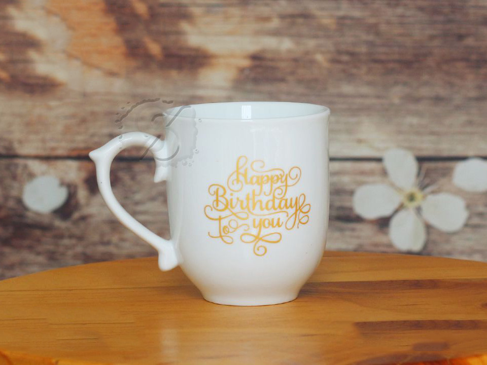 Ly sứ men trắng bầu sang trọng quà tặng cao cấp Bát Tràng