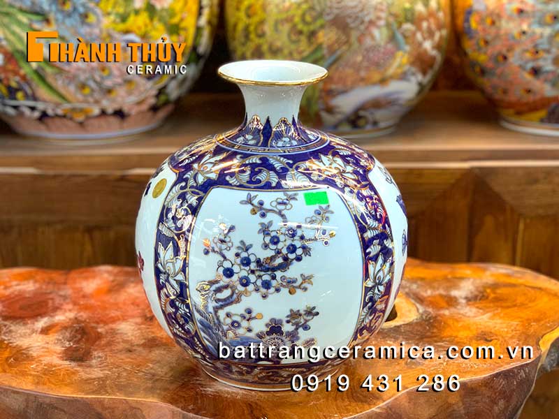 Bình tài lộc 30cm vẽ vàng Tứ Quý may mắn bình an