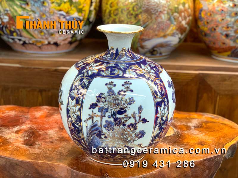 Bình tài lộc 30cm vẽ vàng Tứ Quý may mắn bình an