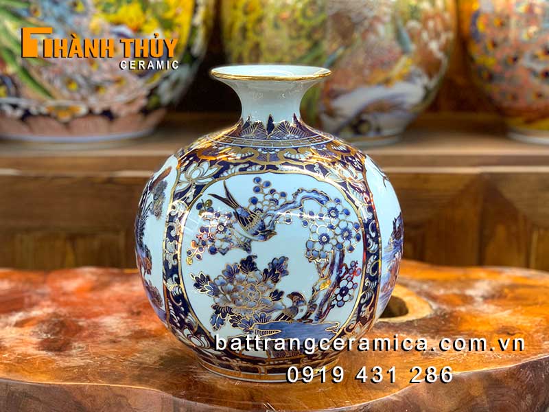 Bình hút tài lộc 25cm vẽ vàng 24k sang trọng phong thủy