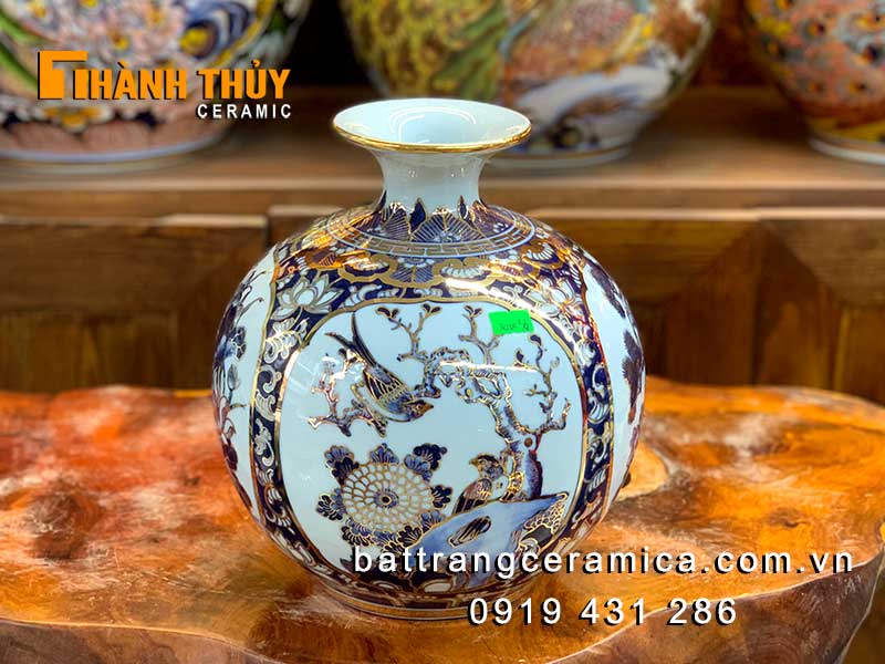 Bình hút tài lộc 25cm vẽ vàng 24k sang trọng phong thủy