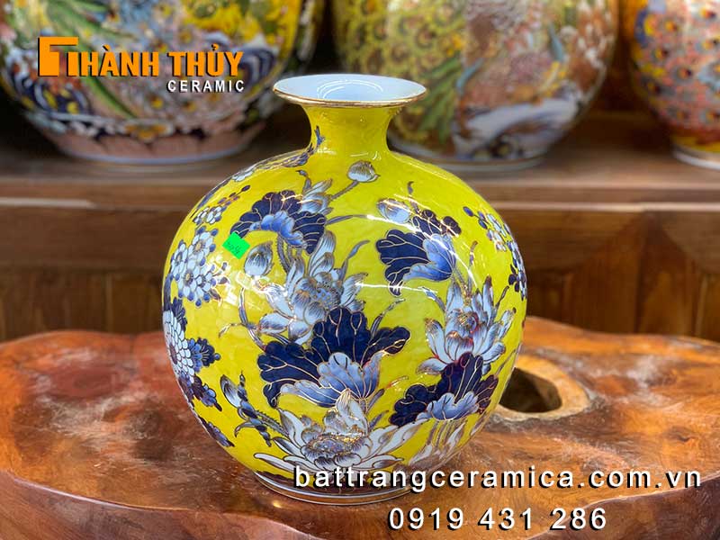 Bình hút tài lộc hoa bốn mùa 30cm gốm sứ Bát Tràng sang trọng quà biếu