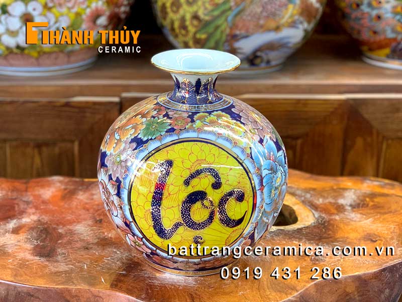 Bình vuốt tay Phúc Lộc ngàn hoa 25cm hút tài lộc may mắn đẹp
