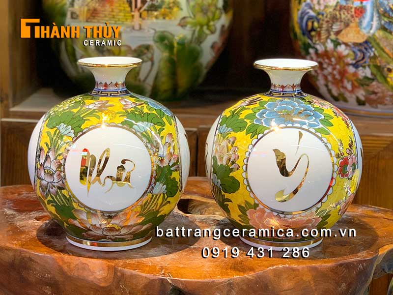 Bình tài lộc vàng 24k 25cm Vạn Sự Như Ý may mắn hút lộc 