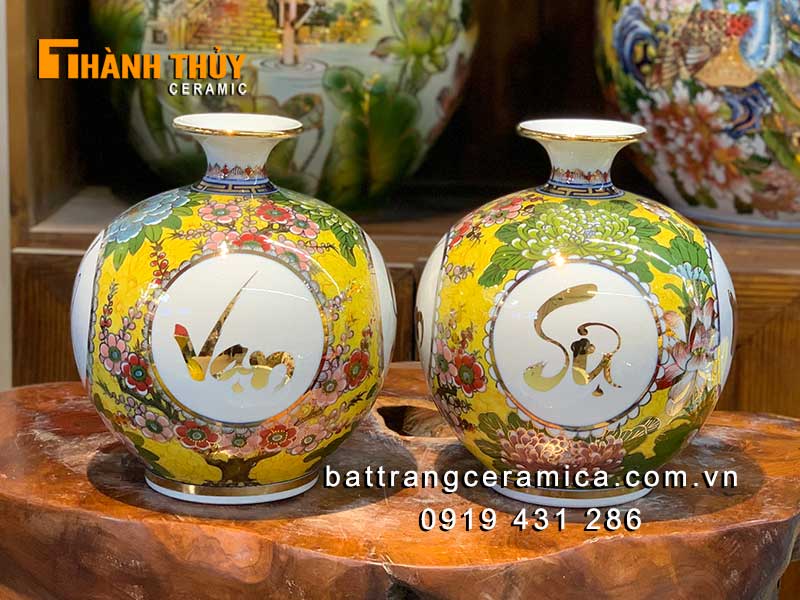 Bình tài lộc vàng 24k 25cm Vạn Sự Như Ý may mắn hút lộc