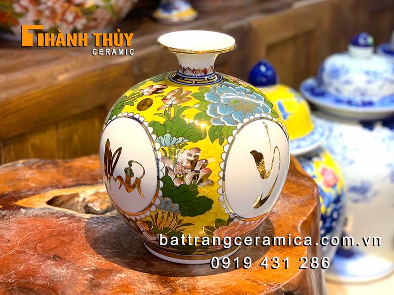 Bình tài lộc vàng 24k 25cm Vạn Sự Như Ý may mắn hút lộc