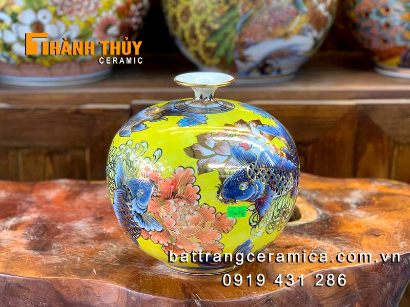 Bình tài lộc Sen Chép cao cấp hút tài vượng may mắn đẹp