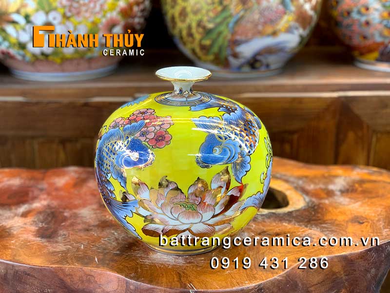 Bình tài lộc Sen Chép cao cấp hút tài vượng may mắn đẹp