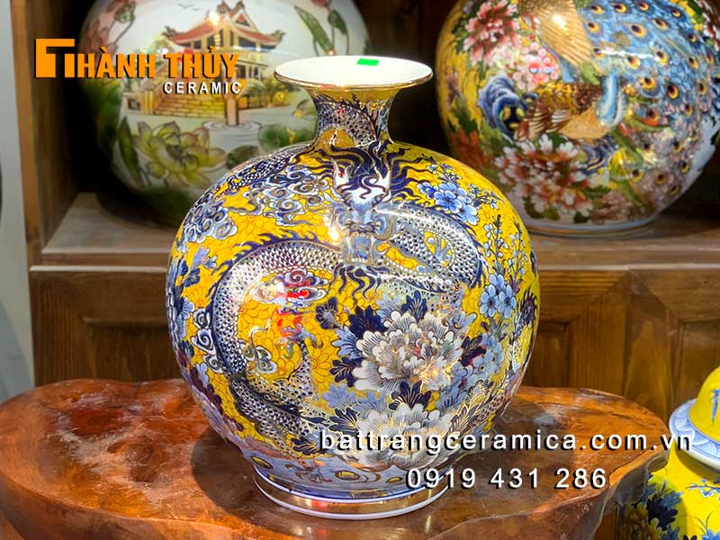 Bình hút tài lộc Rồng vờn mây 40cm chuẩn phong thủy sang trọng