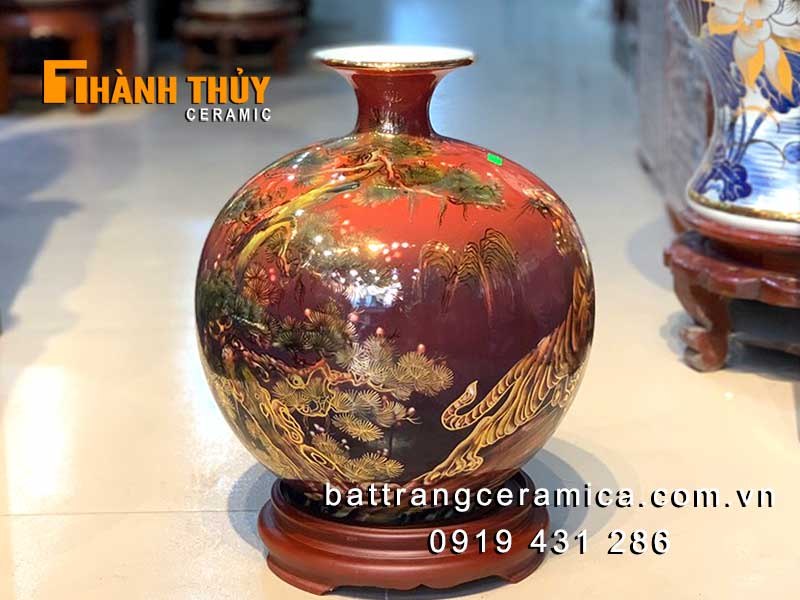 Bình hút lộc phong thủy hổ lên núi 35cm quà tặng sang trọng cao cấp
