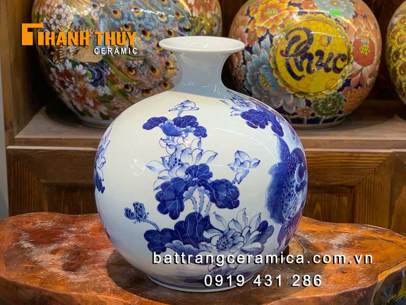 Bình tài lộc cá chép hoa sen 35cm quà tặng may mắn phong thủy