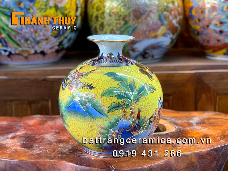 Bình hút tài lộc Bách Nhi 25cm vẽ vàng chuẩn phong thủy
