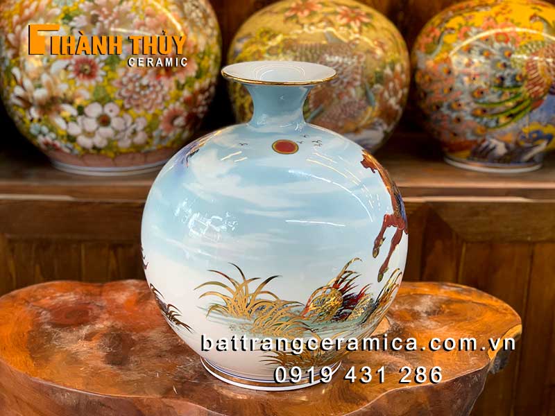 Bình tài lộc Bát Mã 24k hút lộc phát tài may mắn kinh doanh