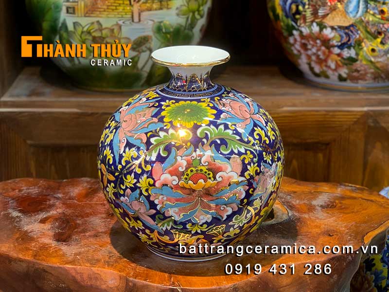 Bình Tài Lộc vẽ vàng 24k độc đáo, quà biếu sếp ý nghĩa 30cm