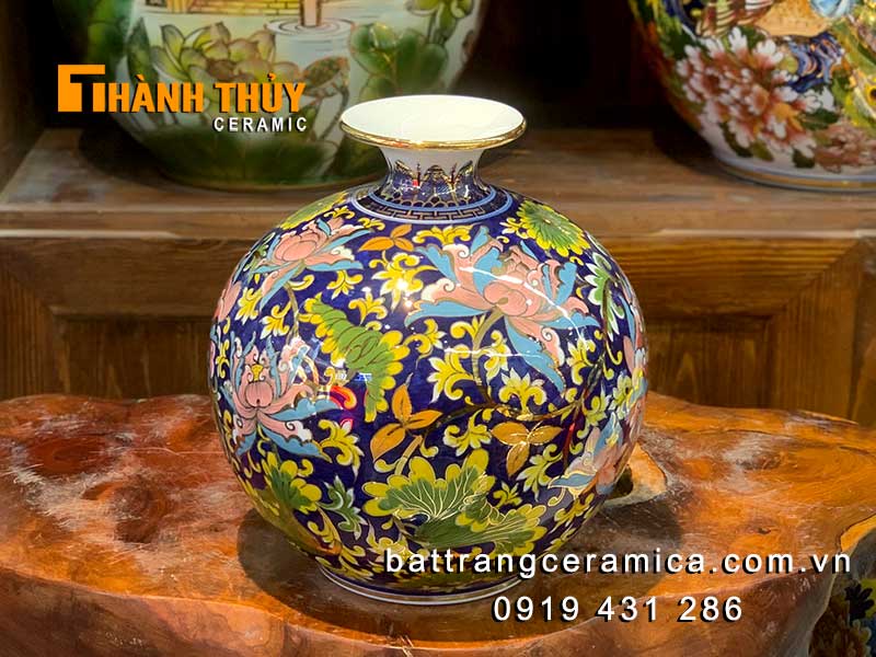 Bình Tài Lộc vẽ vàng 24k độc đáo, quà biếu sếp ý nghĩa 30cm