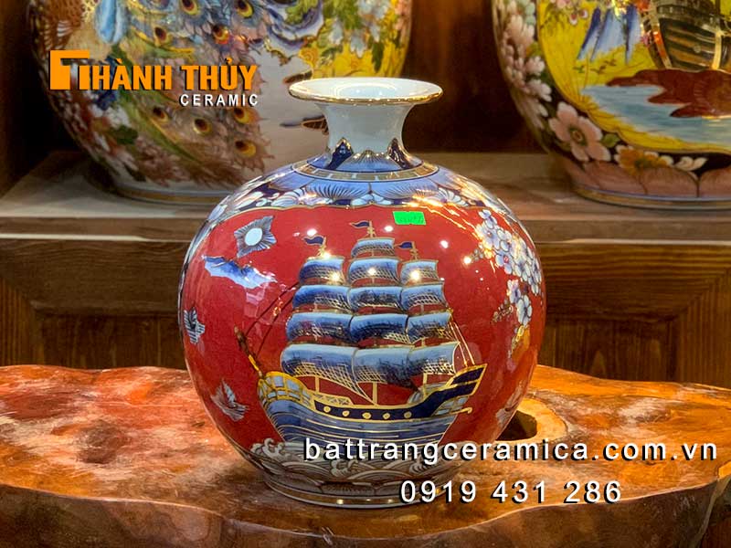 Bình tài lộc Mã Đáo Thành Công 30cm vẽ vàng cao cấp, hút tài lộc