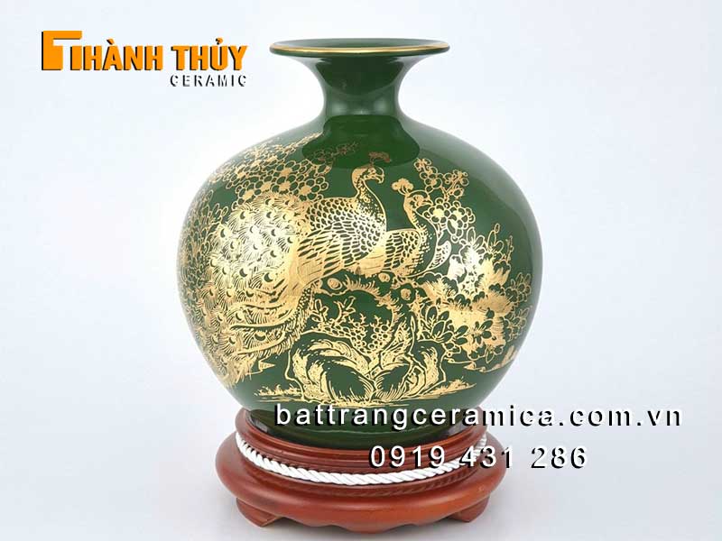 Bình hút lộc vẽ vàng 24k 25cm phong thủy may mắn tài lộc